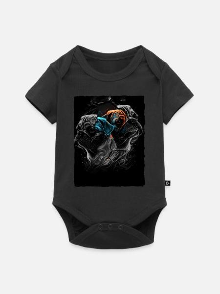 Mops Portrait - Baby Premium Kurzarmbody - Schwarz