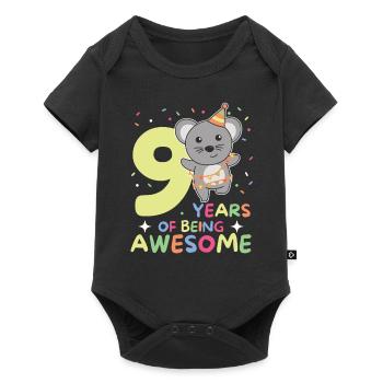 Souris pour les enfants de 9 ans de neuf ans - Body à manches courtes Premium Bébé - noir - Devant