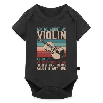 Violon Violoniste Rétro Vintage Demander - Body à manches courtes Premium Bébé - noir - Devant