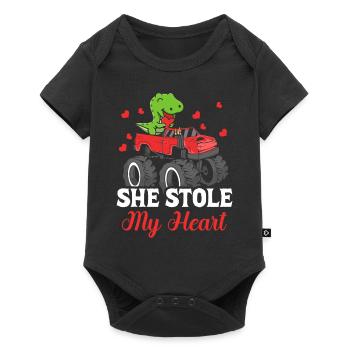 She stole my heart Dinosaur T-rex - Baby Premium short-sleeve bodysuit - black - Front