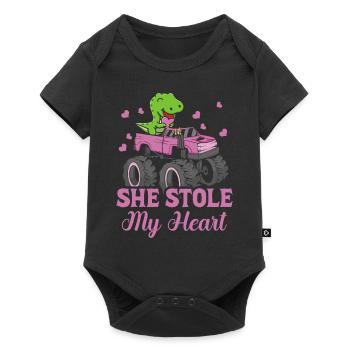 She stole my heart Dinosaur T-rex - Baby Premium short-sleeve bodysuit - black - Front