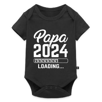 Schwangerschaft Werdende Eltern Geschenk Papa 2024 - Baby Premium Kurzarmbody - Schwarz - Vorne