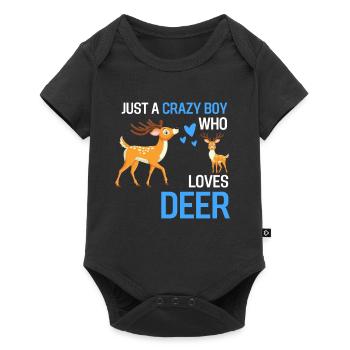 Nur ein verrückter Junge Wald Tier Geschenk Hirsch - Baby Premium Kurzarmbody - Schwarz - Vorne