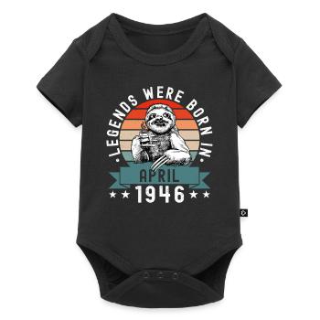 Les légendes sont nées en avril 1946 paresseux défectueux - Body à manches courtes Premium Bébé - noir - Devant