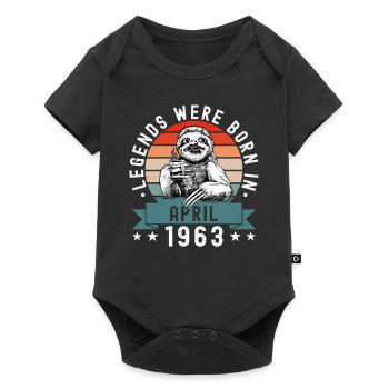Les légendes sont nées en avril 1963 paresseux défectueux - Body à manches courtes Premium Bébé - noir - Devant