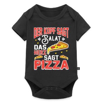 Der Kopf Sagt Salat Das Herz Sagt Pizza Food - Baby Premium Kurzarmbody - Schwarz - Vorne
