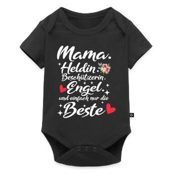 Mama Muttertag Spruch Lieblingsmama Heldin Engel - Baby Premium Kurzarmbody - Schwarz - Vorne