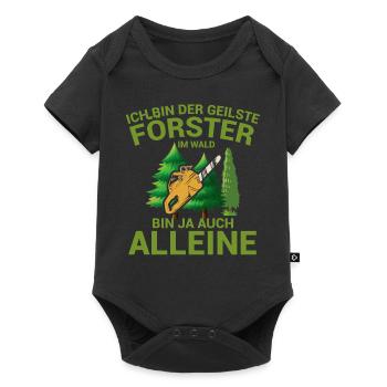 Lustiger Forstwirt Spruch Förster Waldarbeiter - Baby Premium Kurzarmbody - Schwarz - Vorne