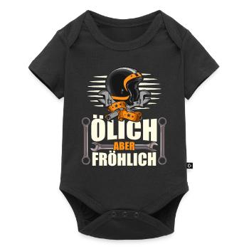 Ölich aber Fröhlich Mechaniker Schrauber Shirt - Baby Premium Kurzarmbody - Schwarz - Vorne