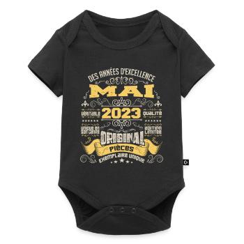 Anniversaire Vintage Né(e) en Mai 2023 - Body à manches courtes Premium Bébé - noir - Devant