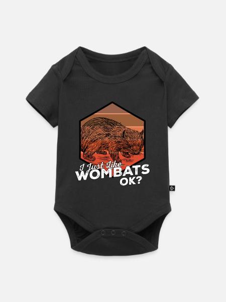 Wombat Wombats Plumbeutler Geschenk - Baby Premium Kurzarmbody - Schwarz