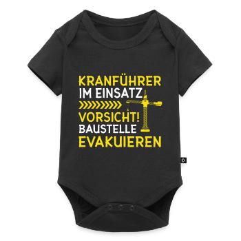Kranführer Im Einsatz Kranfahrer Baustelle - Baby Premium Kurzarmbody - Schwarz - Vorne
