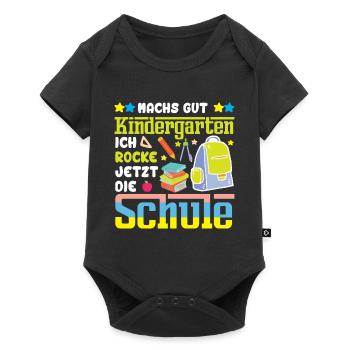 Machs Gut Kindergarten Ich Rocke Jetzt Die Schule - Baby Premium Kurzarmbody - Schwarz - Vorne