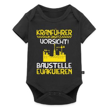 Kranführer Im Einsatz Baustelle Evakuieren - Baby Premium Kurzarmbody - Schwarz - Vorne