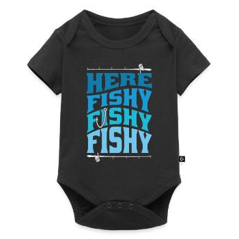Hier Fishy Fishy Design - Baby Premium Kurzarmbody - Schwarz - Vorne