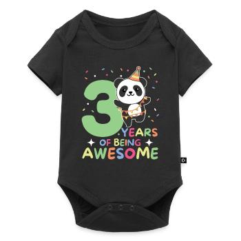 Panda for 3rd birthday children three years old - Baby Premium short-sleeve bodysuit - black - Front