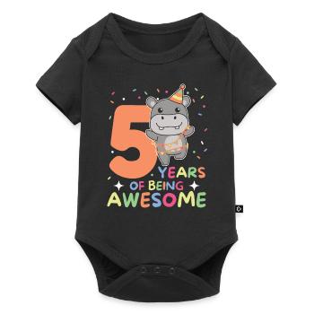 Hippopotame pour les enfants de 5 ans - Body à manches courtes Premium Bébé - noir - Devant