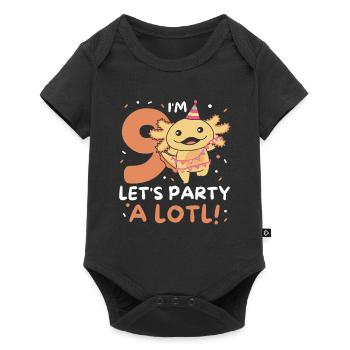 9ème anniversaire Axolotl neuf ans doux Axolotls - Body à manches courtes Premium Bébé - noir - Devant