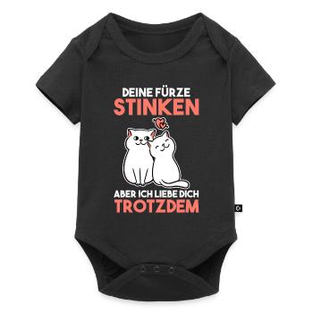 Deine Fürze stinken aber Ich liebe Dich - Baby Premium Kurzarmbody - Schwarz - Vorne