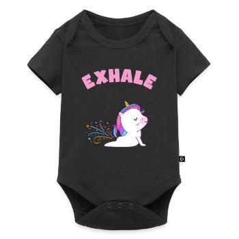 Yoga Licorne inspirer et expirer - Body à manches courtes Premium Bébé - noir - Devant