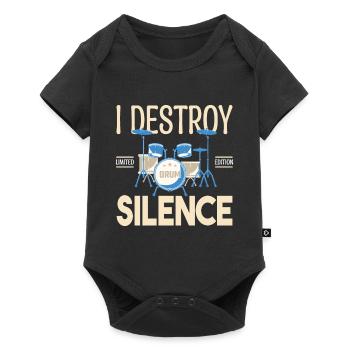 Ich zerstöre das Schweigen. Geschenkschlagzeuger, Geschenkmusiker - Baby Premium Kurzarmbody - Schwarz - Vorne