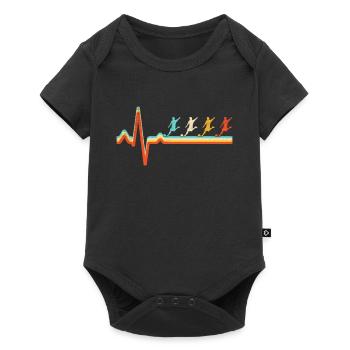 Football Retro Heartbeat - Baby Premium short-sleeve bodysuit - black - Front