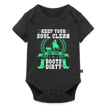 Calf Roping Soul Clean, Breakaway Roping Rodeo - Baby Premium Kurzarmbody - Schwarz - Vorne