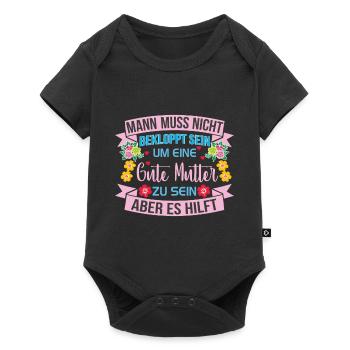 Verrückte Bekloppte Mama Mutter Muttertag Spruch - Baby Premium Kurzarmbody - Schwarz - Vorne