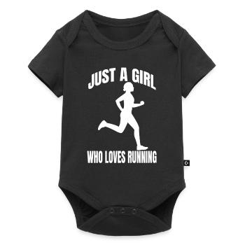 Joggerin laufen Cardio fit joggen Training rennen - Baby Premium Kurzarmbody - Schwarz - Vorne