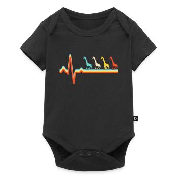 Giraffe Retro Heartbeat - Baby Premium short-sleeve bodysuit - black - Front