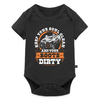 Rodeo Bulldogging Soul Clean Boots Dirty, Steer - Baby Premium Kurzarmbody - Schwarz - Vorne
