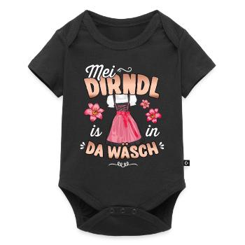 Mei Dirndl is in da Wäsch Trachtenshirt Damen - Baby Premium Kurzarmbody - Schwarz - Vorne