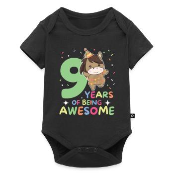 Horse for 9th birthday Children nine years old - Baby Premium short-sleeve bodysuit - black - Front