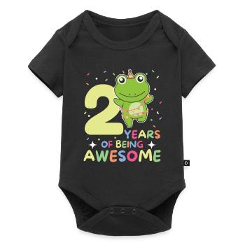Grenouille pour le 2ème anniversaire Enfants de deux ans - Body à manches courtes Premium Bébé - noir - Devant