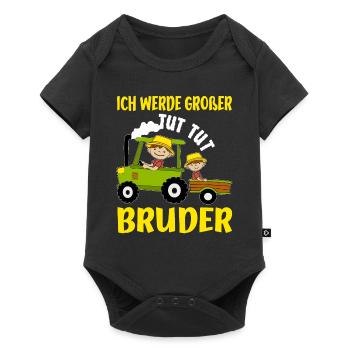 Großer Bruder Bauern Brüder Ankündigung Idee - Baby Premium Kurzarmbody - Schwarz - Vorne