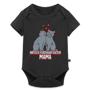 Britisch Kurzhaar Katzen Mama - Baby Premium Kurzarmbody - Schwarz - Vorne