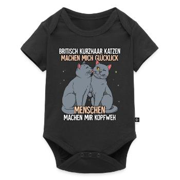 Britisch Kurzhaar Katzen - Baby Premium Kurzarmbody - Schwarz - Vorne