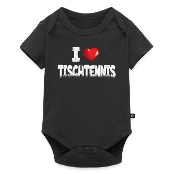 Tischtennis Zubehör Pingpong Motiv - Baby Premium Kurzarmbody - Schwarz - Vorne