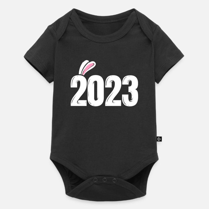 2023 Avec des oreilles de lapin - Nouvel An chinois - Body à manches courtes Premium Bébé - noir