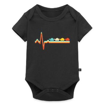 Turtle Retro Heartbeat - Baby Premium short-sleeve bodysuit - black - Front