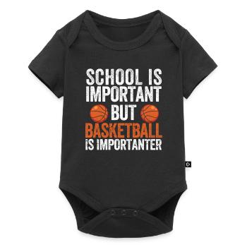 L’école est importante, mais le basketball est plus important - Body à manches courtes Premium Bébé - noir - Devant
