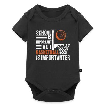 Schule ist wichtig, aber Basketball ist wichtiger - Baby Premium Kurzarmbody - Schwarz - Vorne