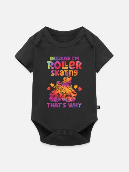 Rollschuhe - Baby Premium Kurzarmbody - Schwarz
