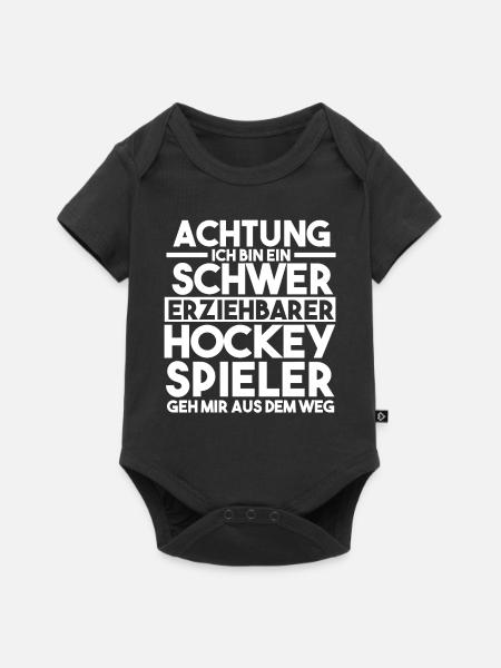 Eishockey Hockeyspieler Hockey - Baby Premium Kurzarmbody - Schwarz