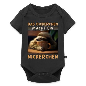 Das Dickerchen Macht Ein Nickerchen Morgenmuffel - Baby Premium Kurzarmbody - Schwarz - Vorne