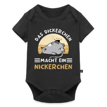 Das Dickerchen Macht Ein Nickerchen Morgenmuffel - Baby Premium Kurzarmbody - Schwarz - Vorne