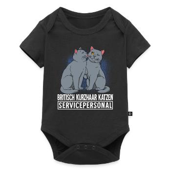 Britisch Kurzhaar Katze - Baby Premium Kurzarmbody - Schwarz - Vorne