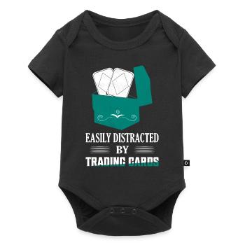 Easily Distracted By Trading Cards Card Collector - Baby Premium Kurzarmbody - Schwarz - Vorne