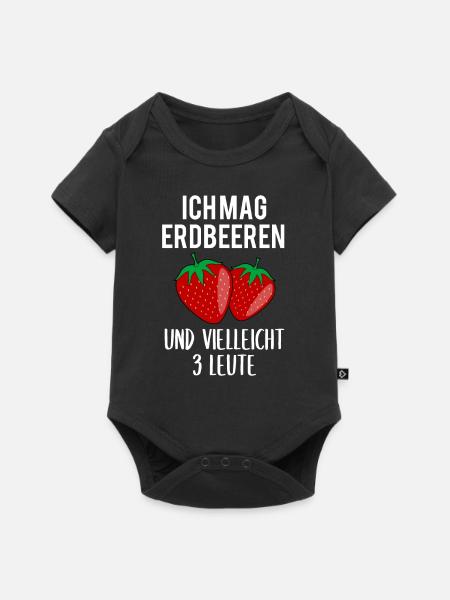 Erdbeere Lustiger Spruch Sommer Frucht Obst - Baby Premium Kurzarmbody - Schwarz