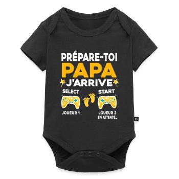 Futur Papa Gamer Cadeau Annonce Grossesse Père - Body à manches courtes Premium Bébé - noir - Devant